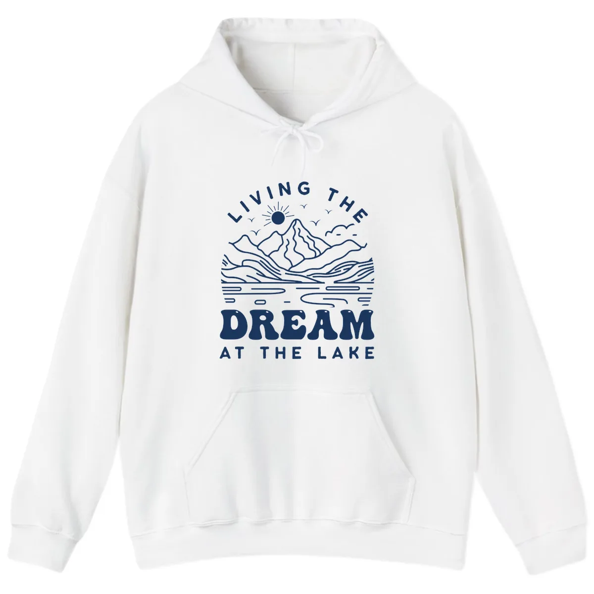 Living The Dream At The Lake Hoodie in White