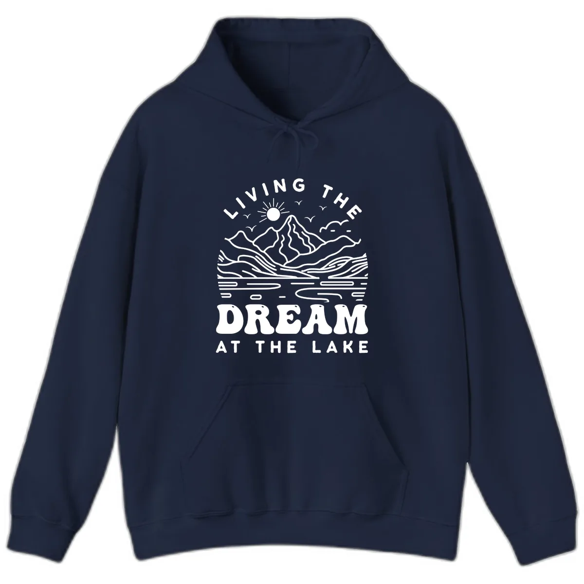 Living The Dream At The Lake Hoodie in Navy