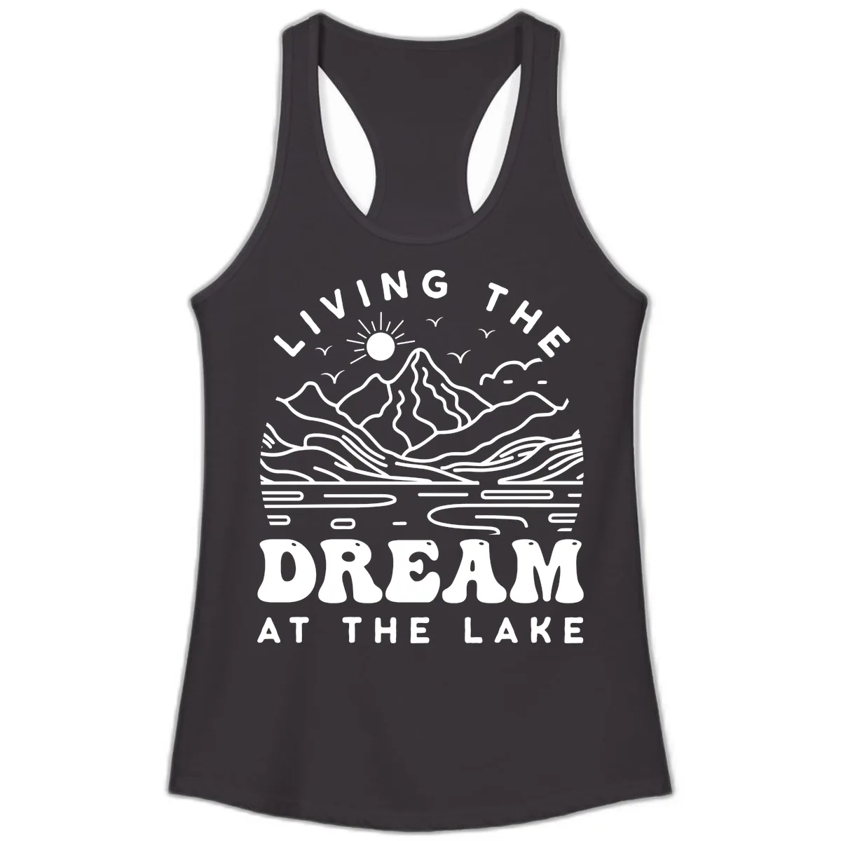 Living The Dream At The Lake Ladies Tank in Black