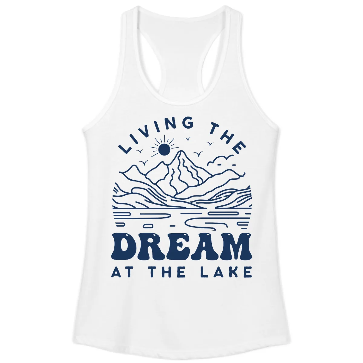 Living The Dream At The Lake Ladies Tank in White