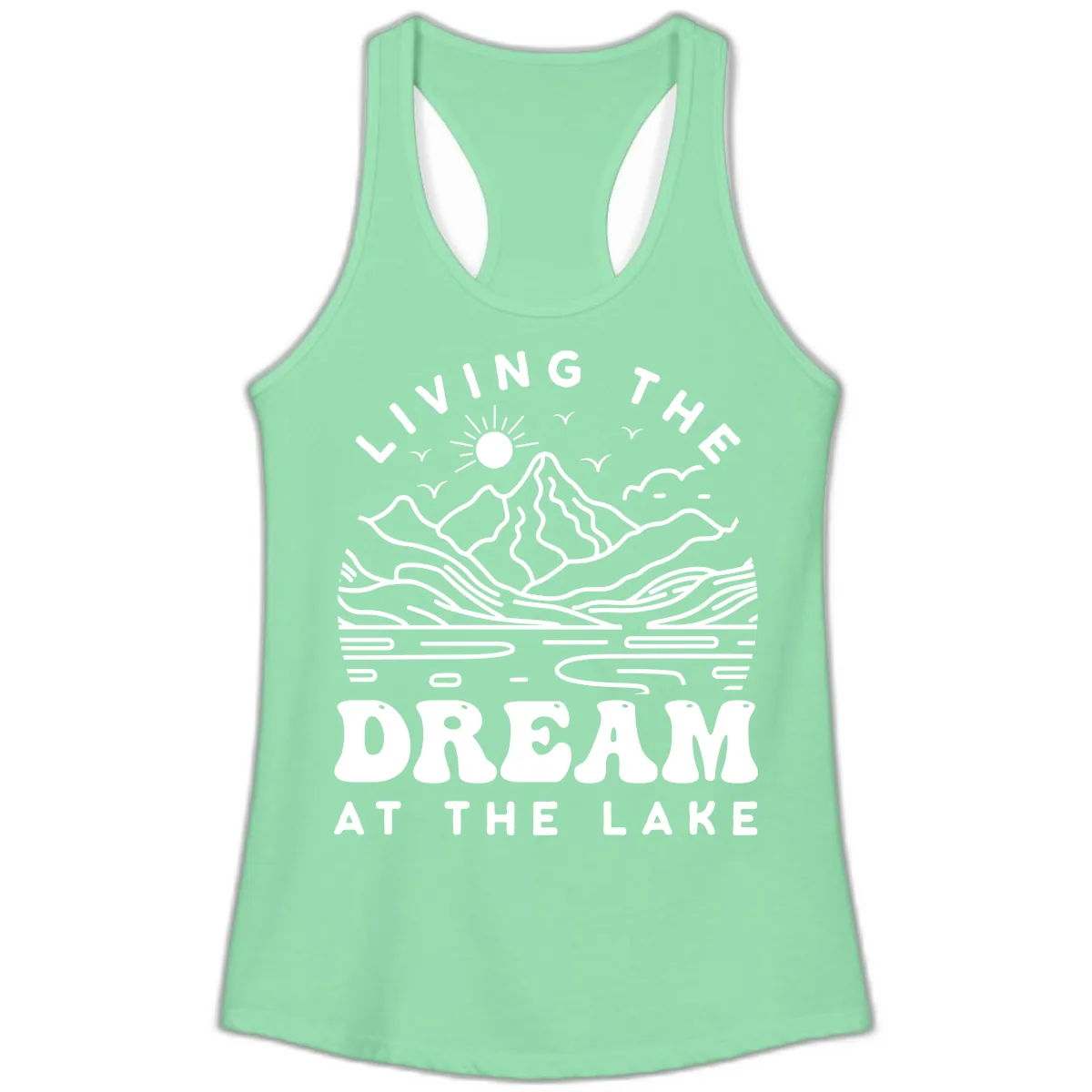 Living The Dream At The Lake Ladies Tank in Solid Mint