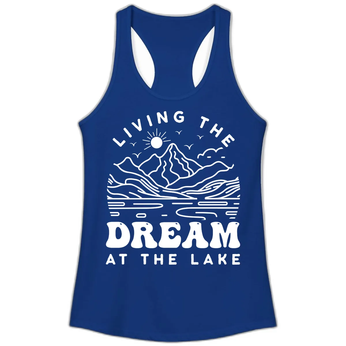 Living The Dream At The Lake Ladies Tank in Solid Royal