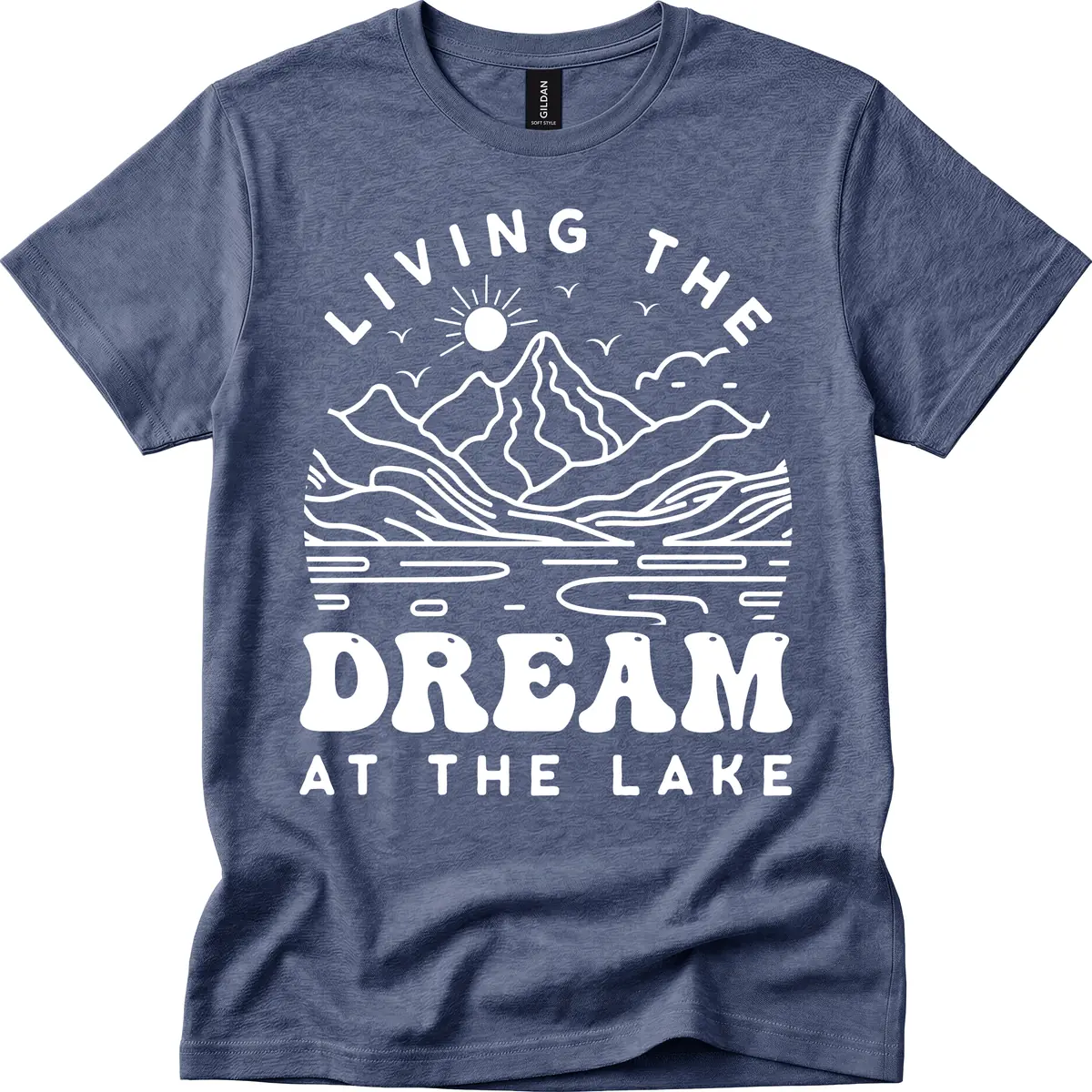 Living The Dream At The Lake T-Shirt in Heather Navy