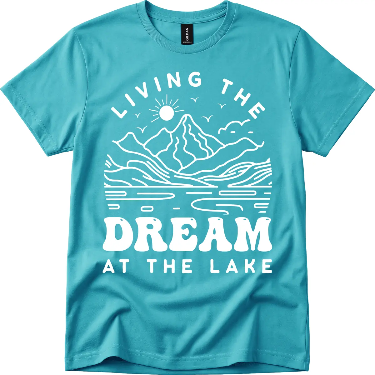 Living The Dream At The Lake T-Shirt in Tropical Blue