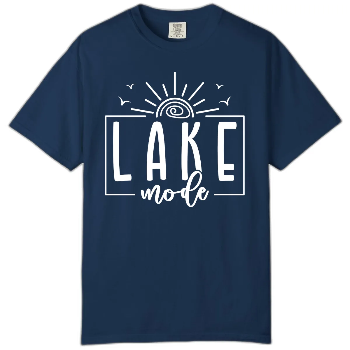 Lake Mode Sun and Birds Design Comfort Color in Navy