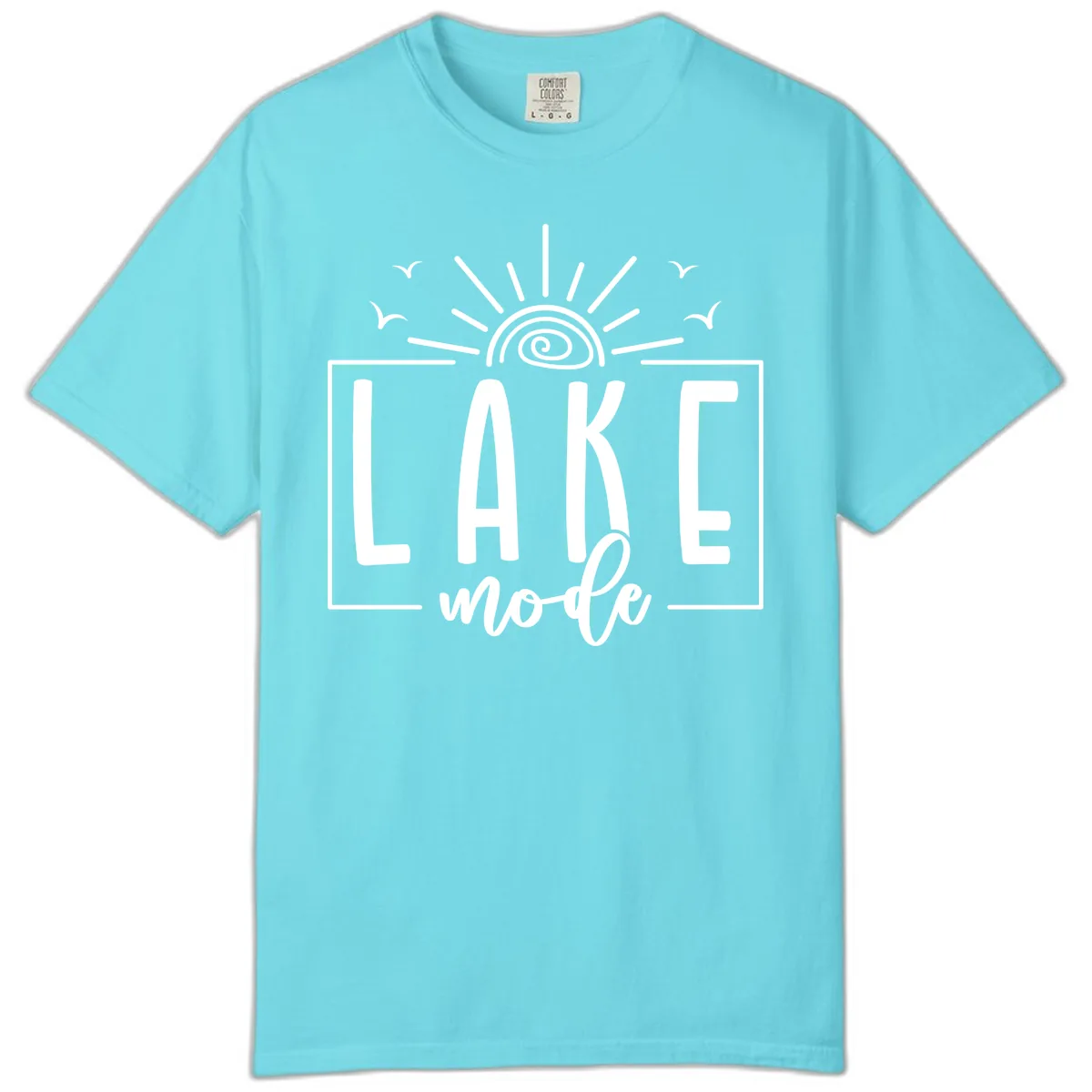 Lake Mode Sun and Birds Design Comfort Color in Lagoon Blue