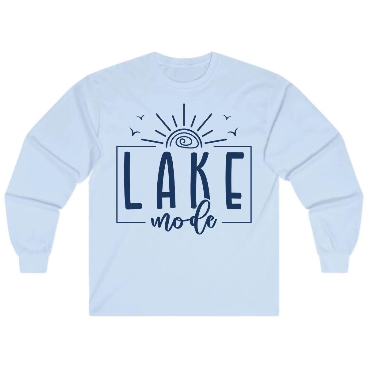 Lake Mode Sun and Birds Design Long Sleeve in Light Blue