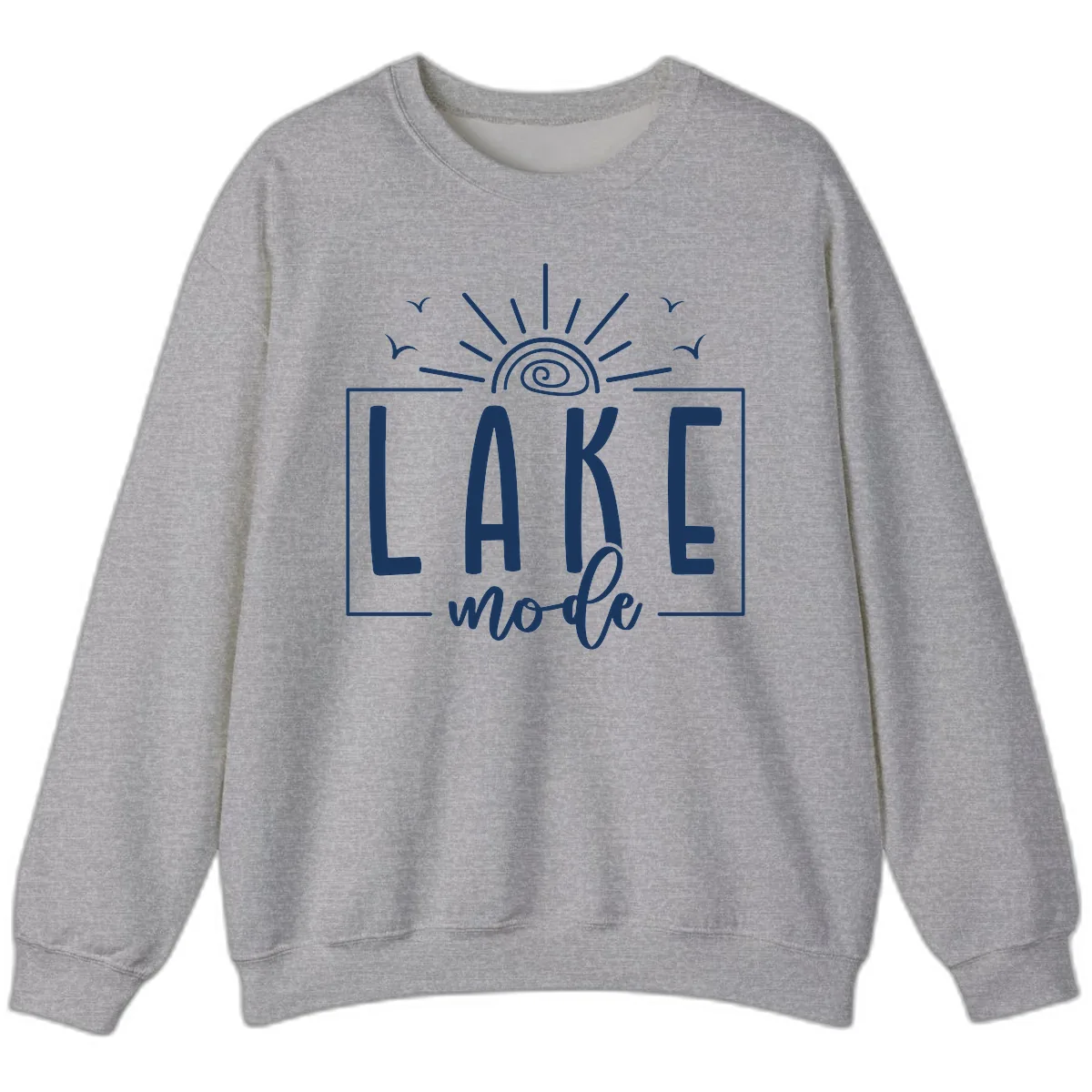 Lake Mode Sun and Birds Design Sweatshirt in Sport Grey