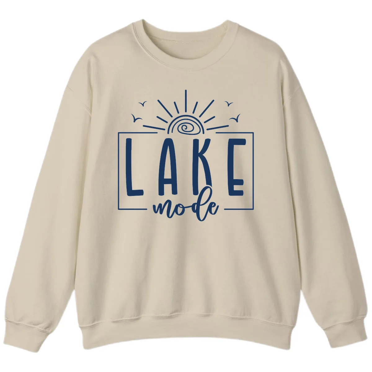 Lake Mode Sun and Birds Design Sweatshirt in Sand