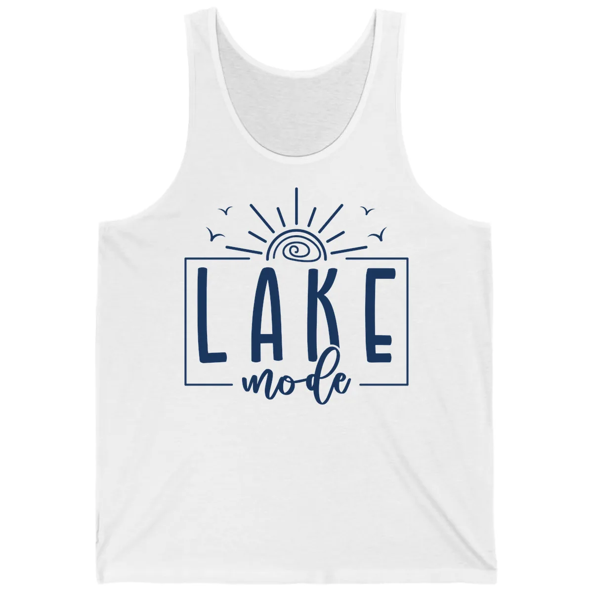 Lake Mode Sun and Birds Design Tank in White