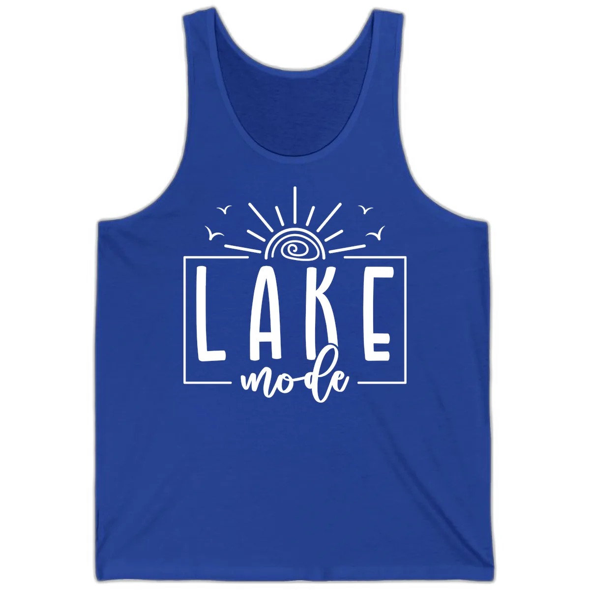 Lake Mode Sun and Birds Design Tank in True Royal