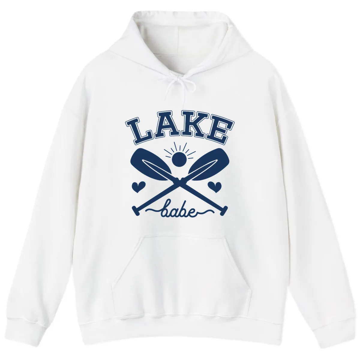 Lake Babe Oar Design Hoodie in White