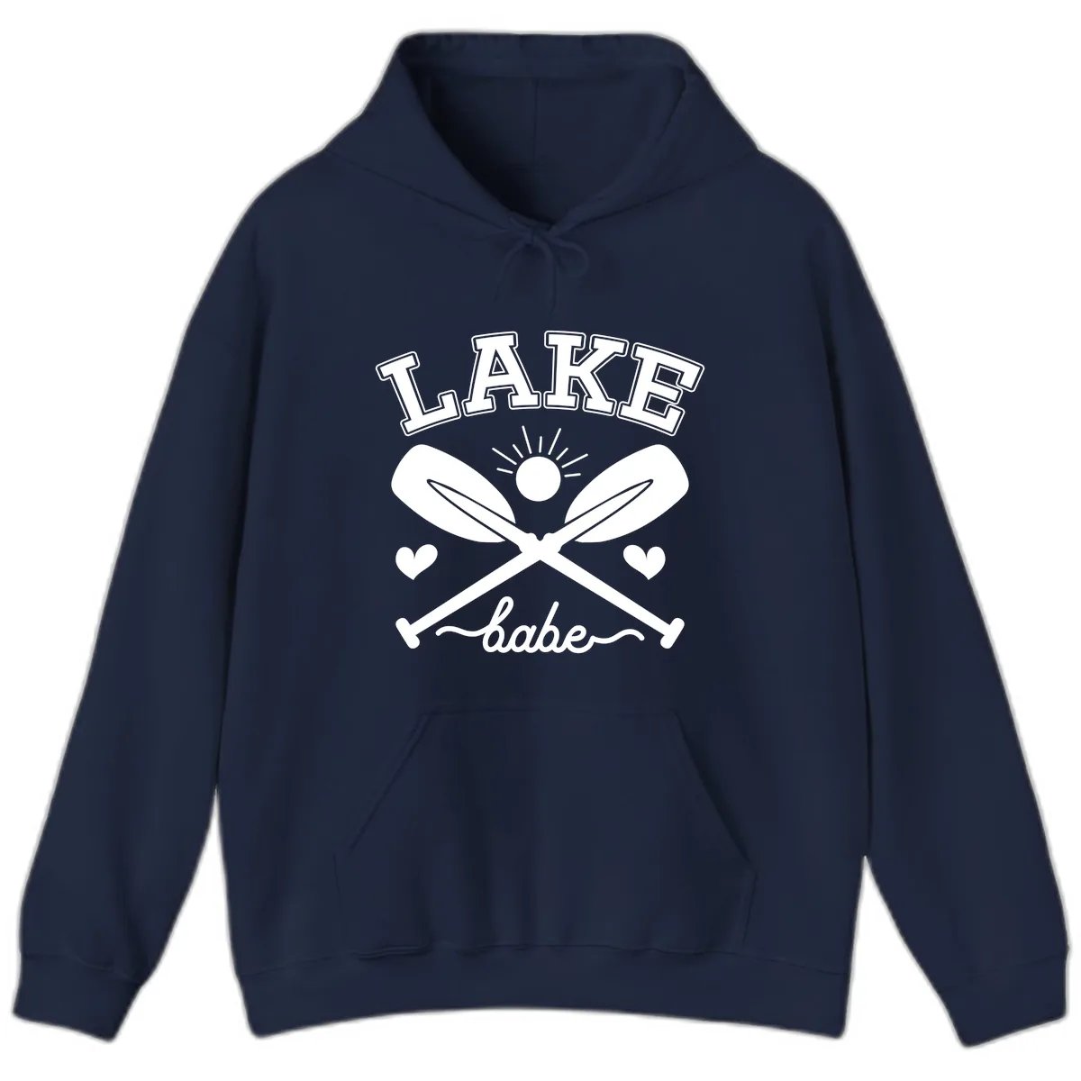 Lake Babe Oar Design Hoodie in Navy