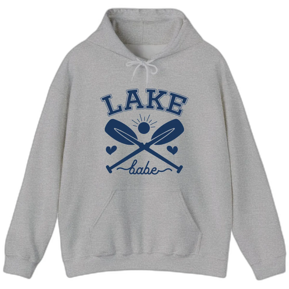 Lake Babe Oar Design Hoodie in Sport Grey