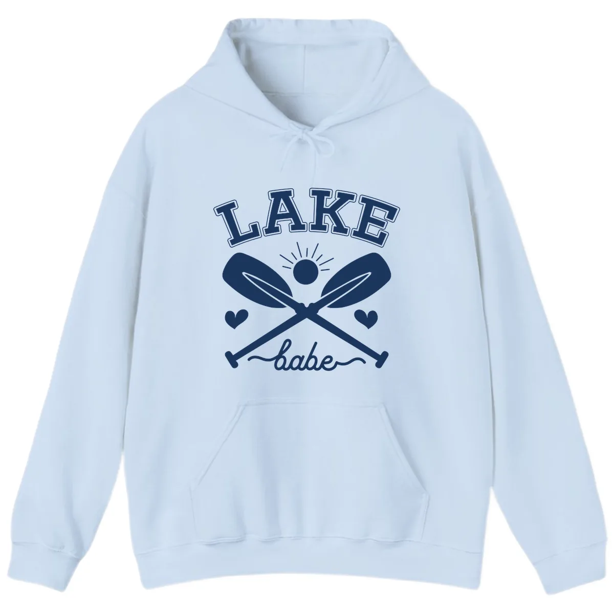 Lake Babe Oar Design Hoodie in Light Blue