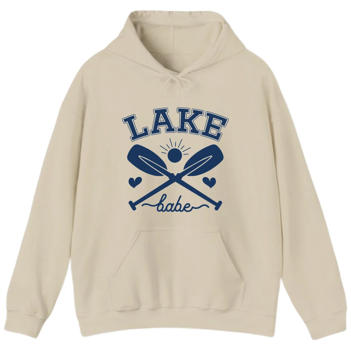 Lake Babe Oar Design Hoodie in Sand