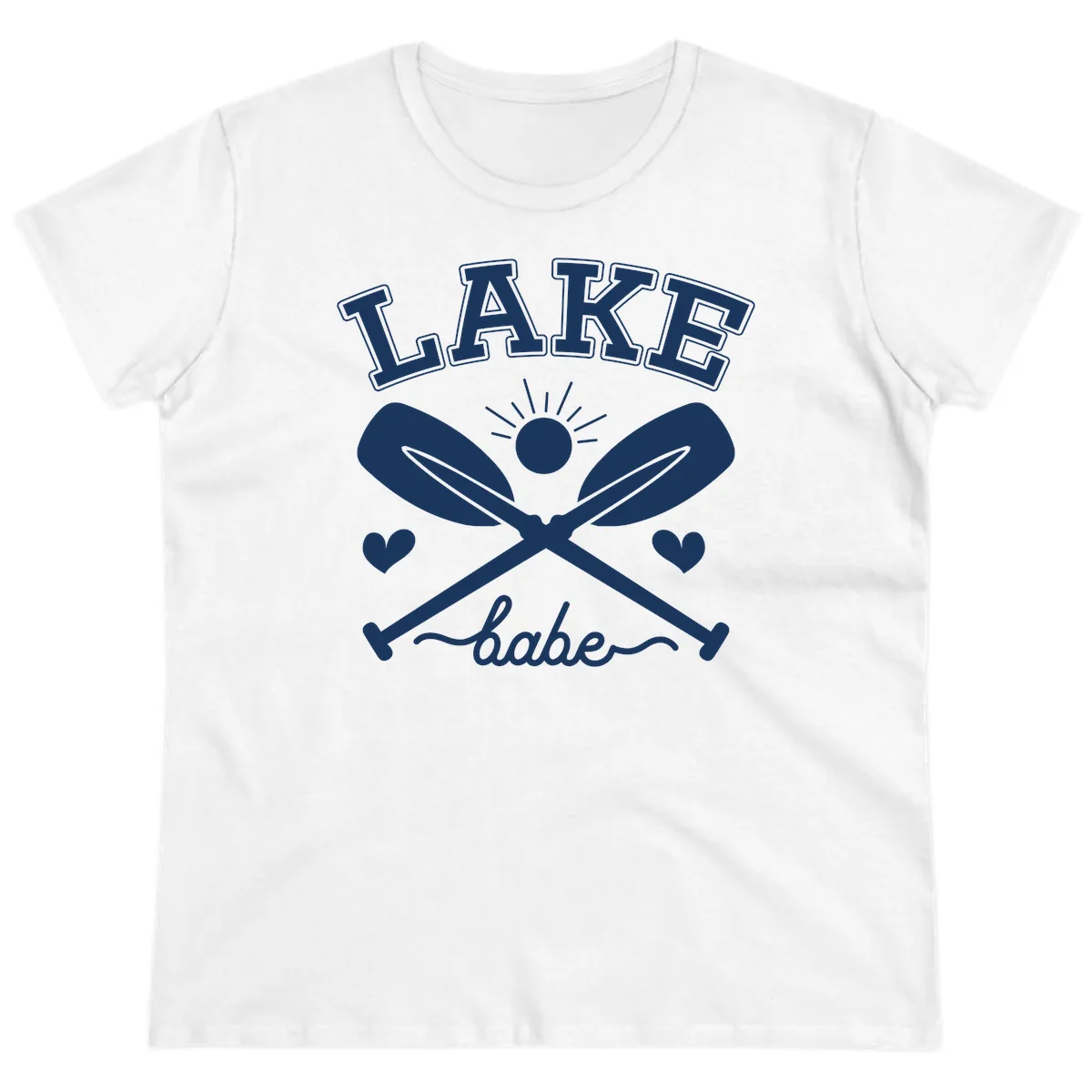 Lake Babe Oar Design Ladies Tee in White