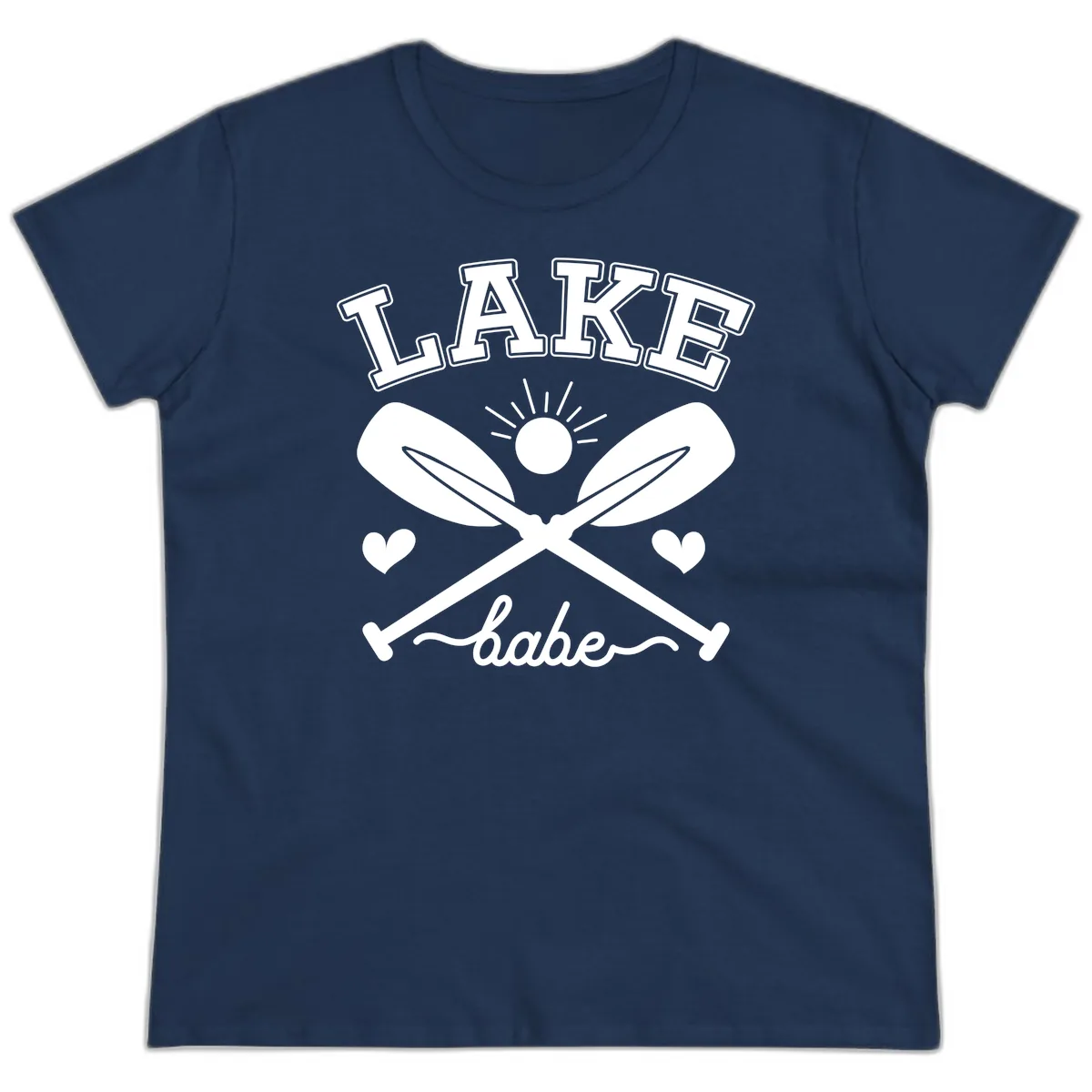 Lake Babe Oar Design Ladies Tee in Navy