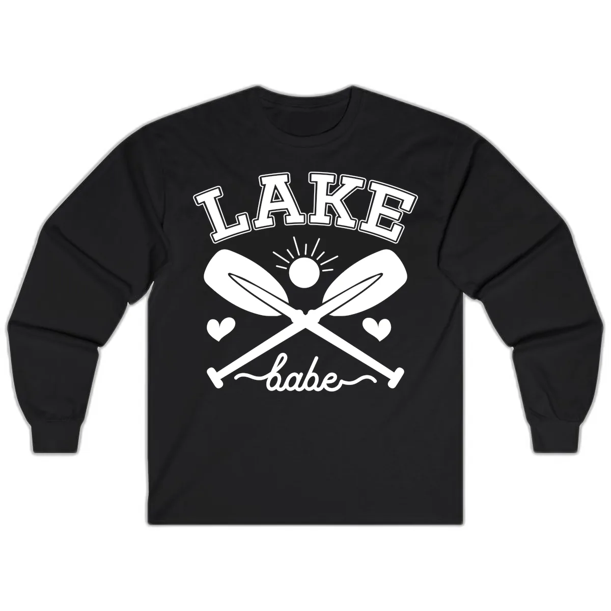 Lake Babe Oar Design Long Sleeve in Black