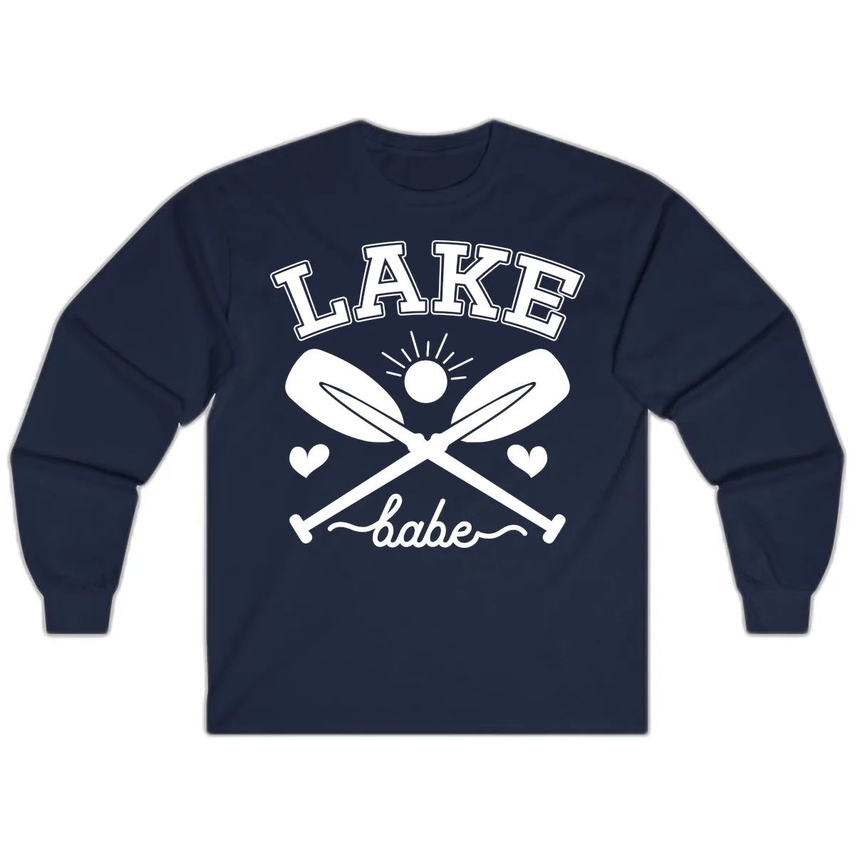 Lake Babe Oar Design Long Sleeve in Navy