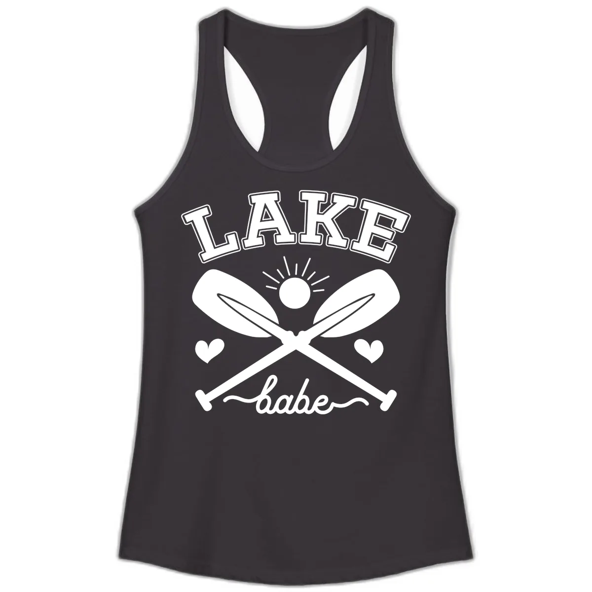 Lake Babe Oar Design Ladies Tank in Black