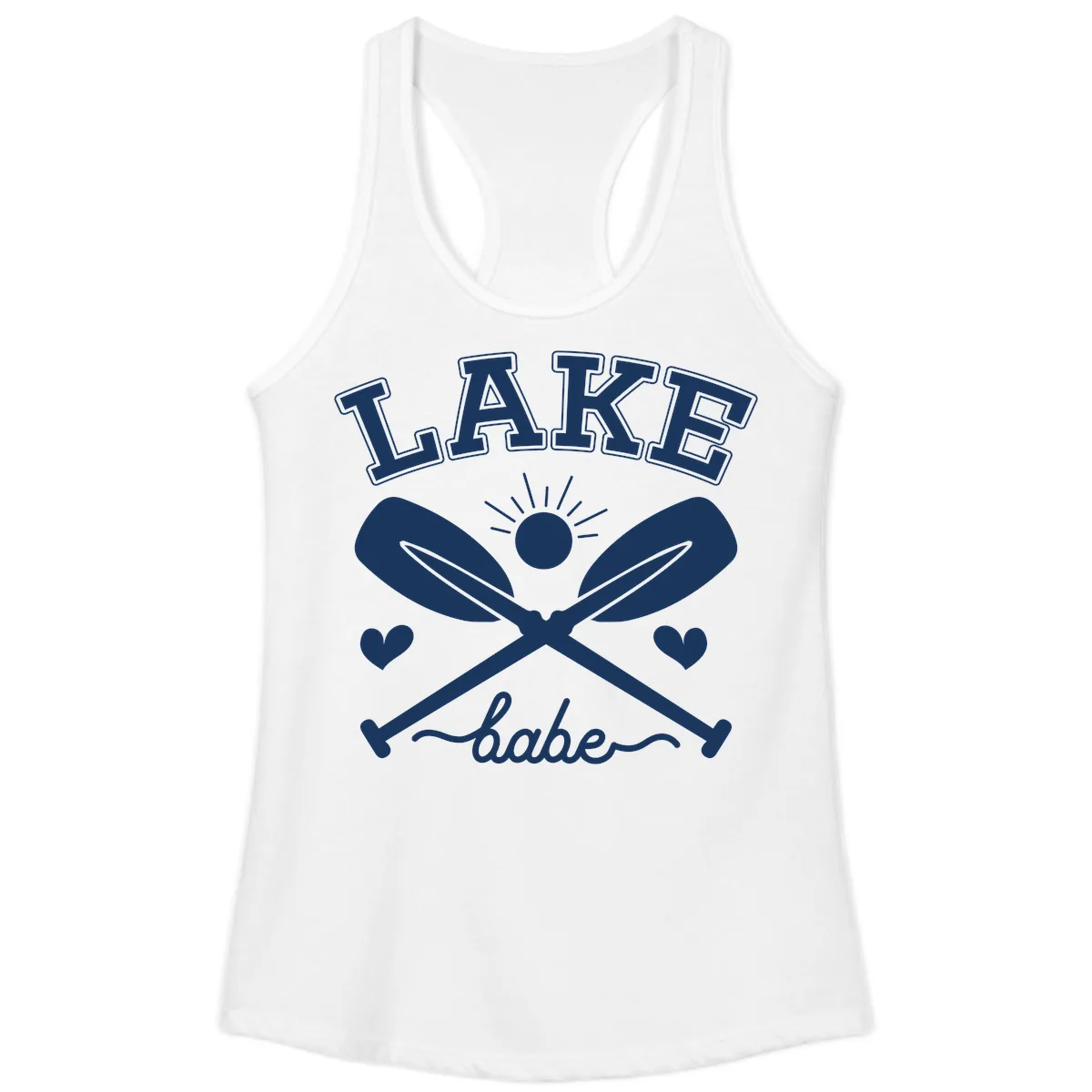 Lake Babe Oar Design Ladies Tank in White