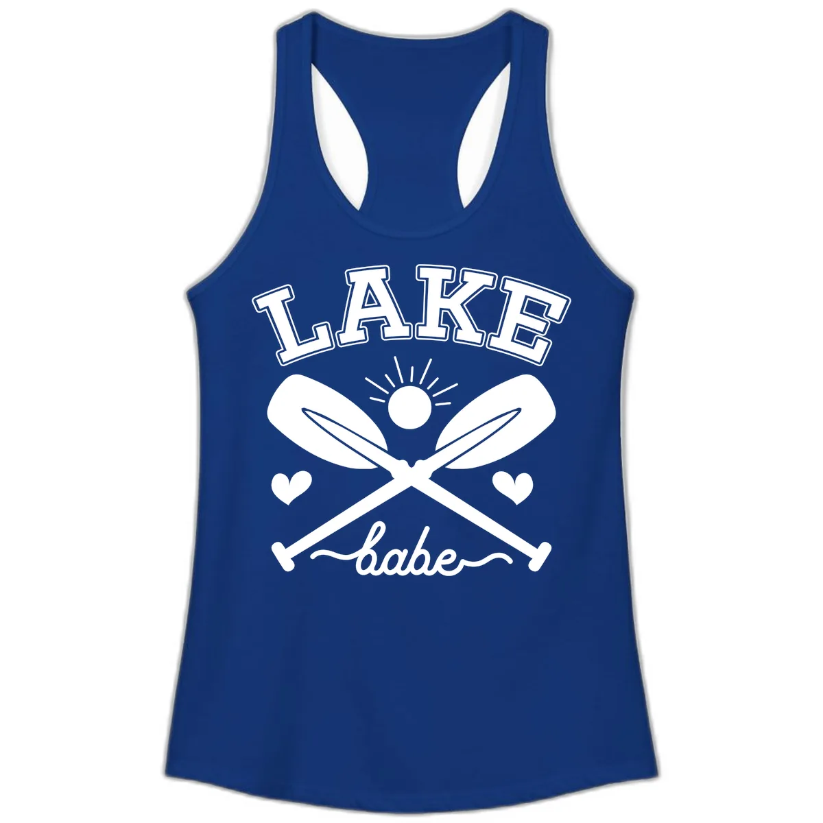 Lake Babe Oar Design Ladies Tank in Solid Royal
