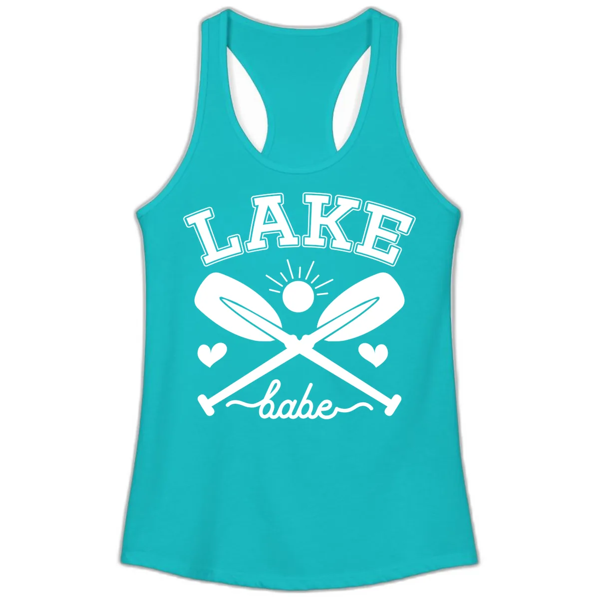 Lake Babe Oar Design Ladies Tank in Tahiti Blue