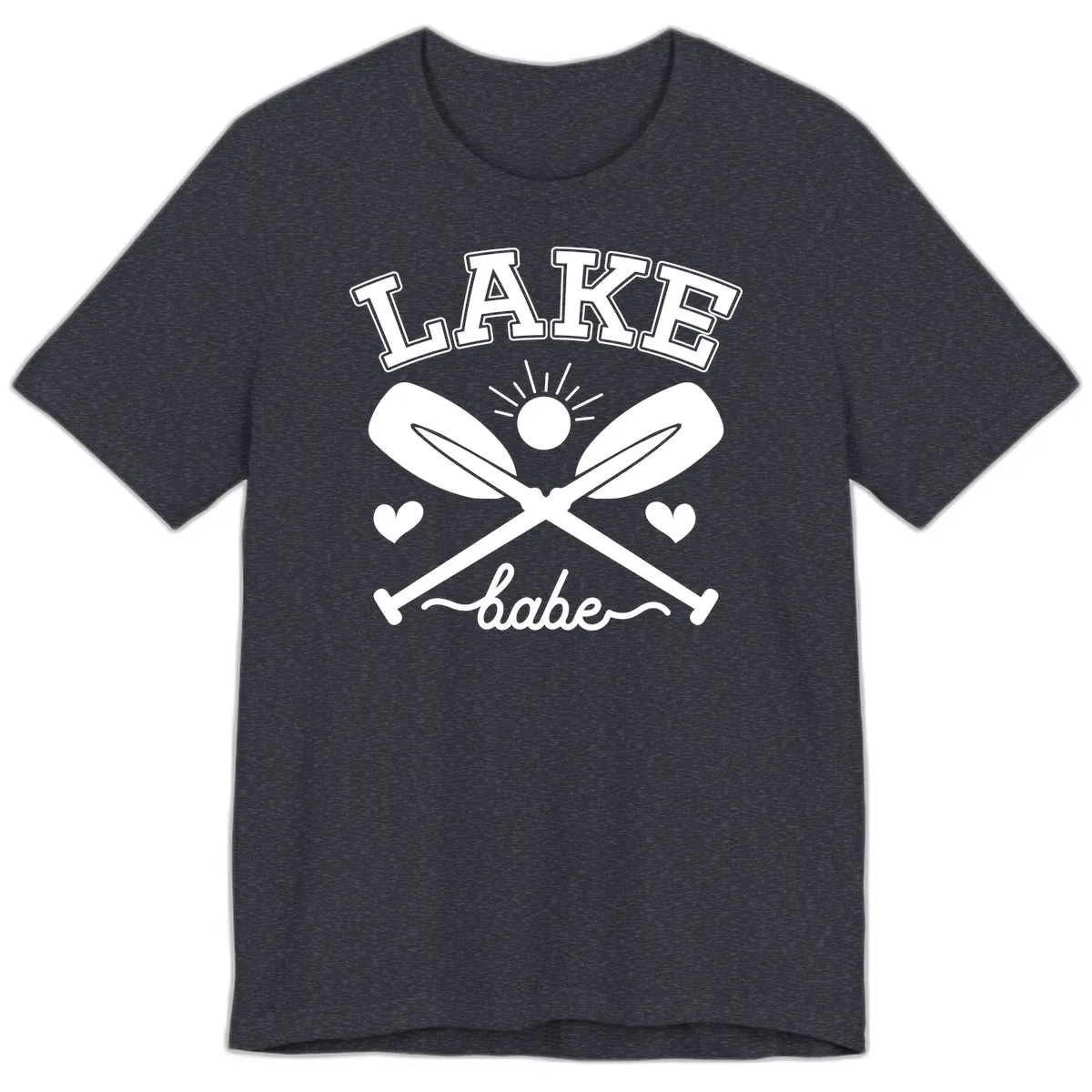 Lake Babe Oar Design Premium T-Shirt in Heather Navy
