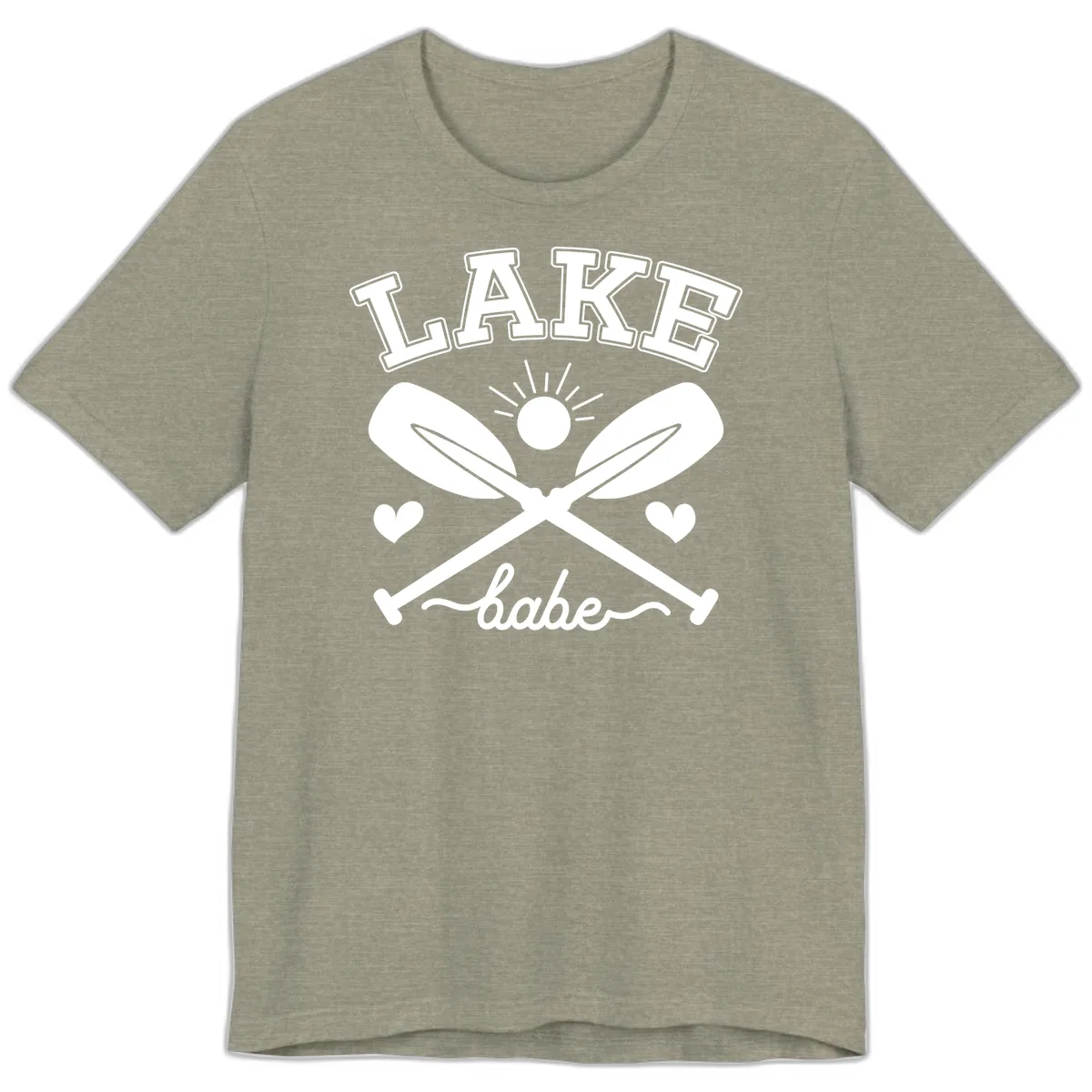 Lake Babe Oar Design Premium T-Shirt in Heather Stone