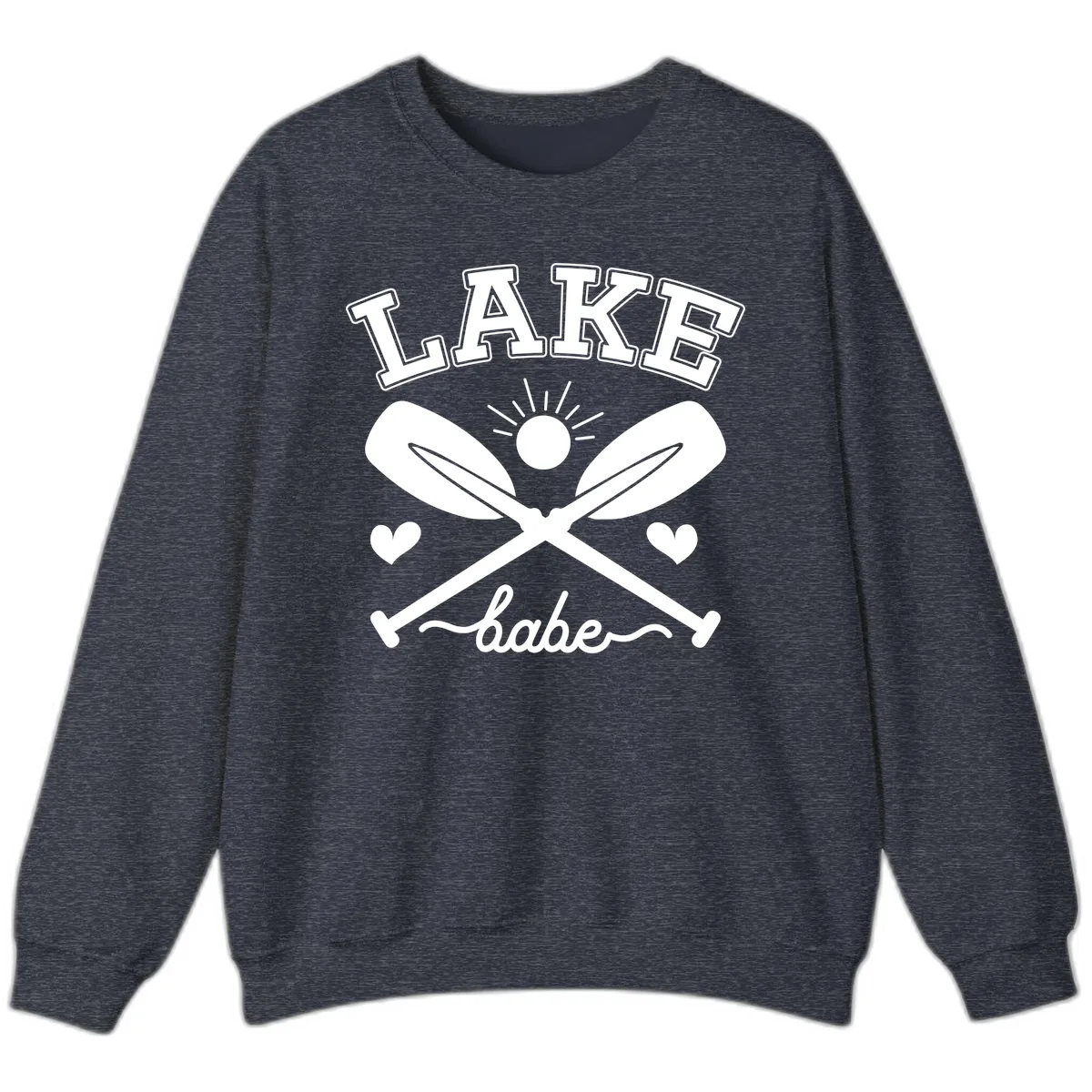 Lake Babe Oar Design Sweatshirt in Heather Sport Dark Navy