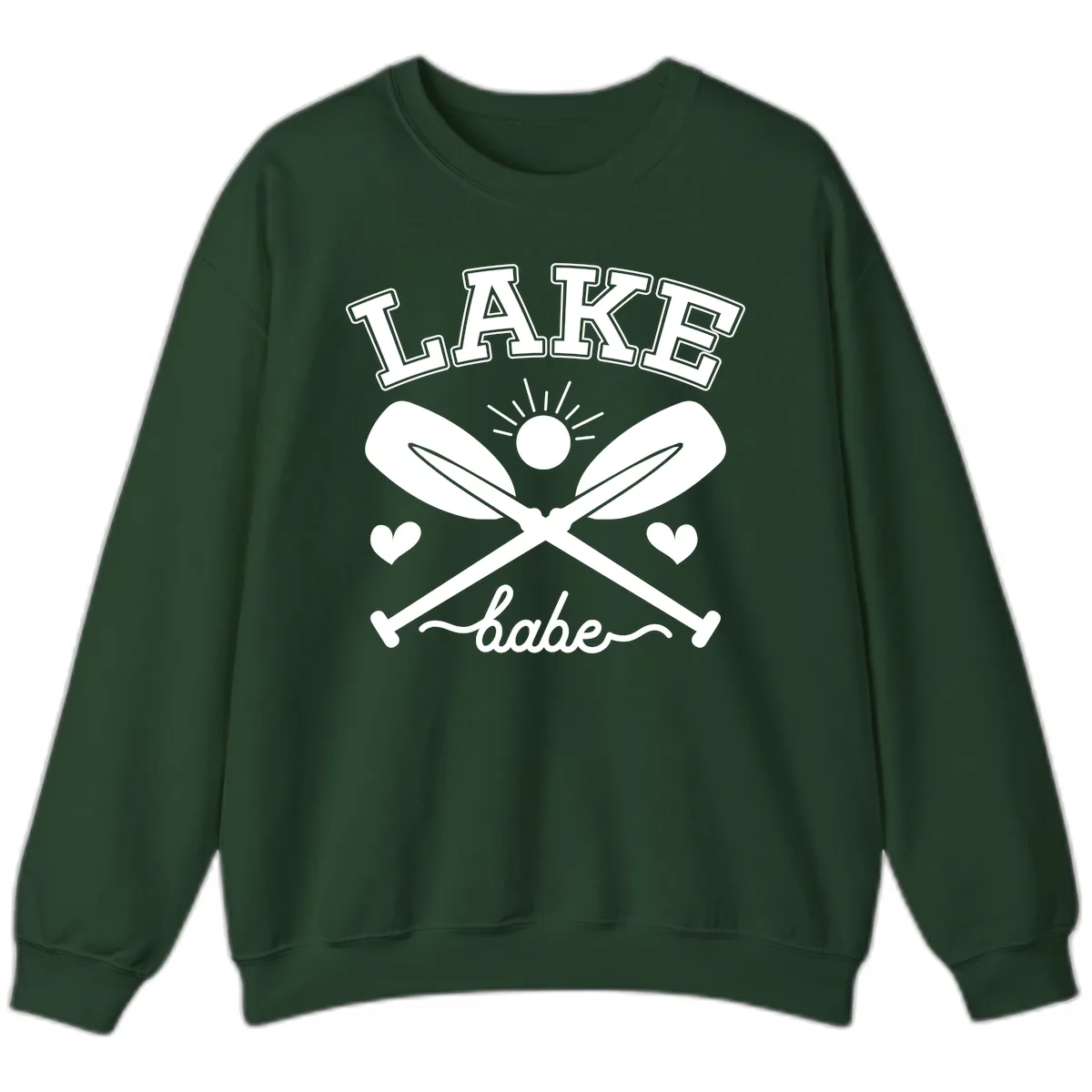 Lake Babe Oar Design Sweatshirt in Forest Green