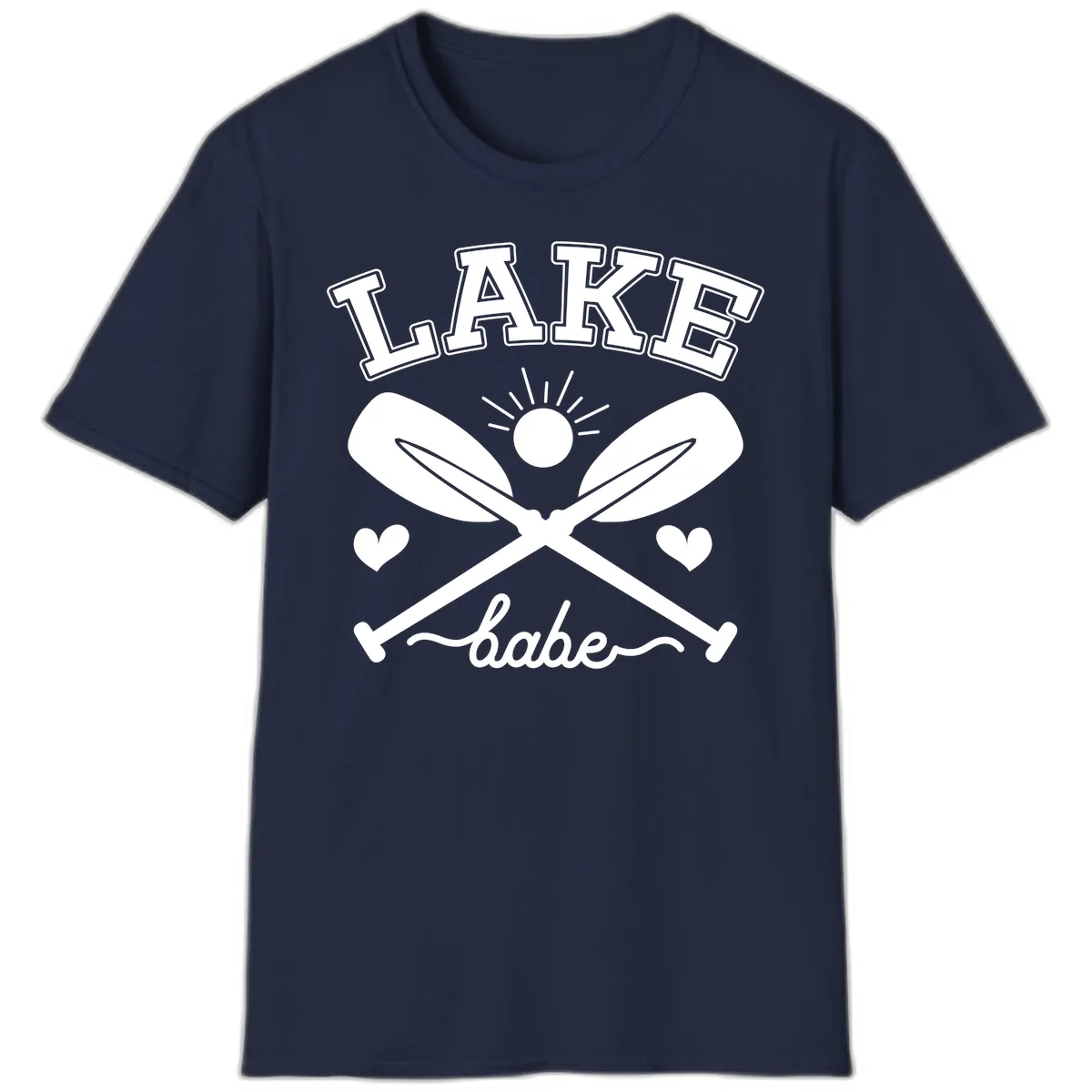 Lake Babe Oar Design T-Shirt in Navy