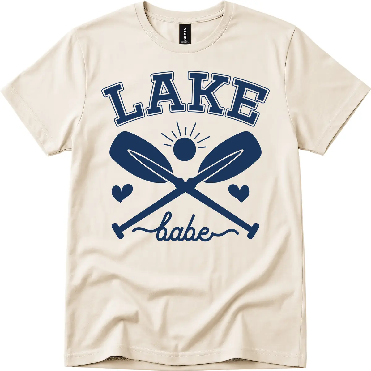 Lake Babe Oar Design T-Shirt in Natural