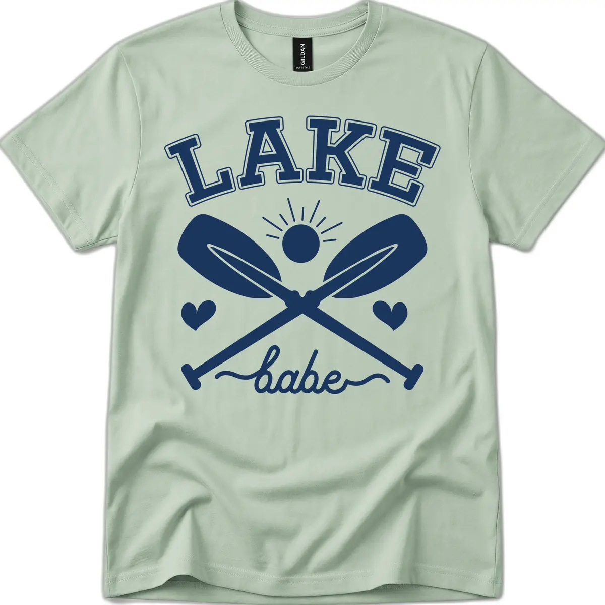 Lake Babe Oar Design T-Shirt in Sage