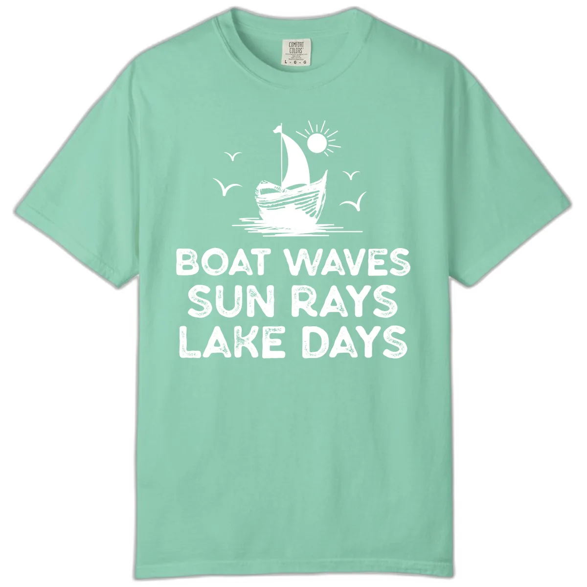 Boat Waves Sun Rays Lake Days Design Comfort Color in Island Reef