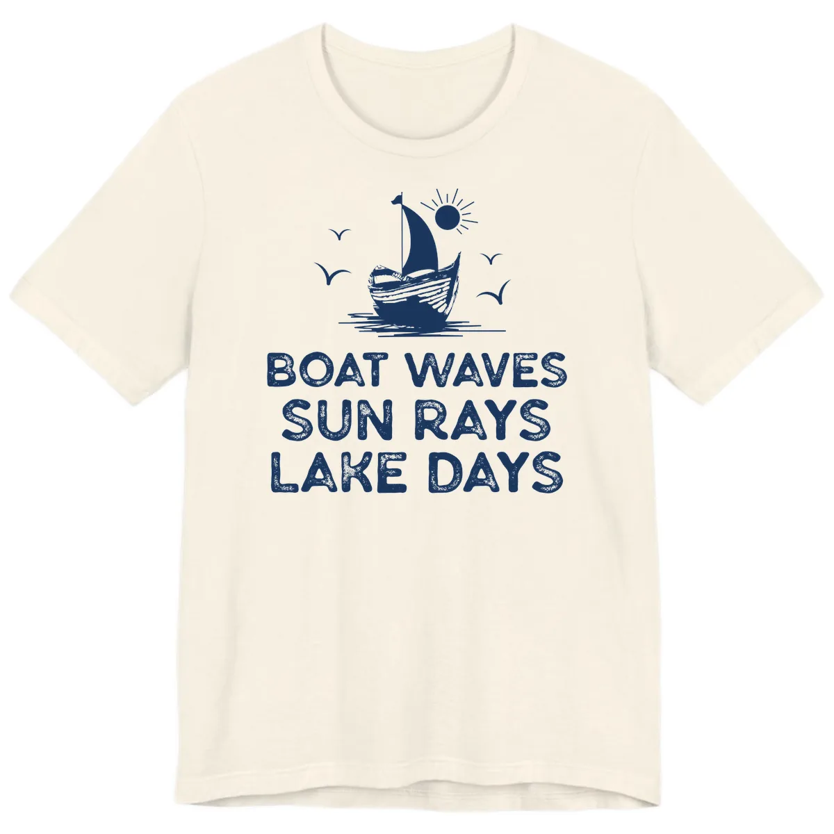 Boat Waves Sun Rays Lake Days Design Premium T-Shirt in Natural