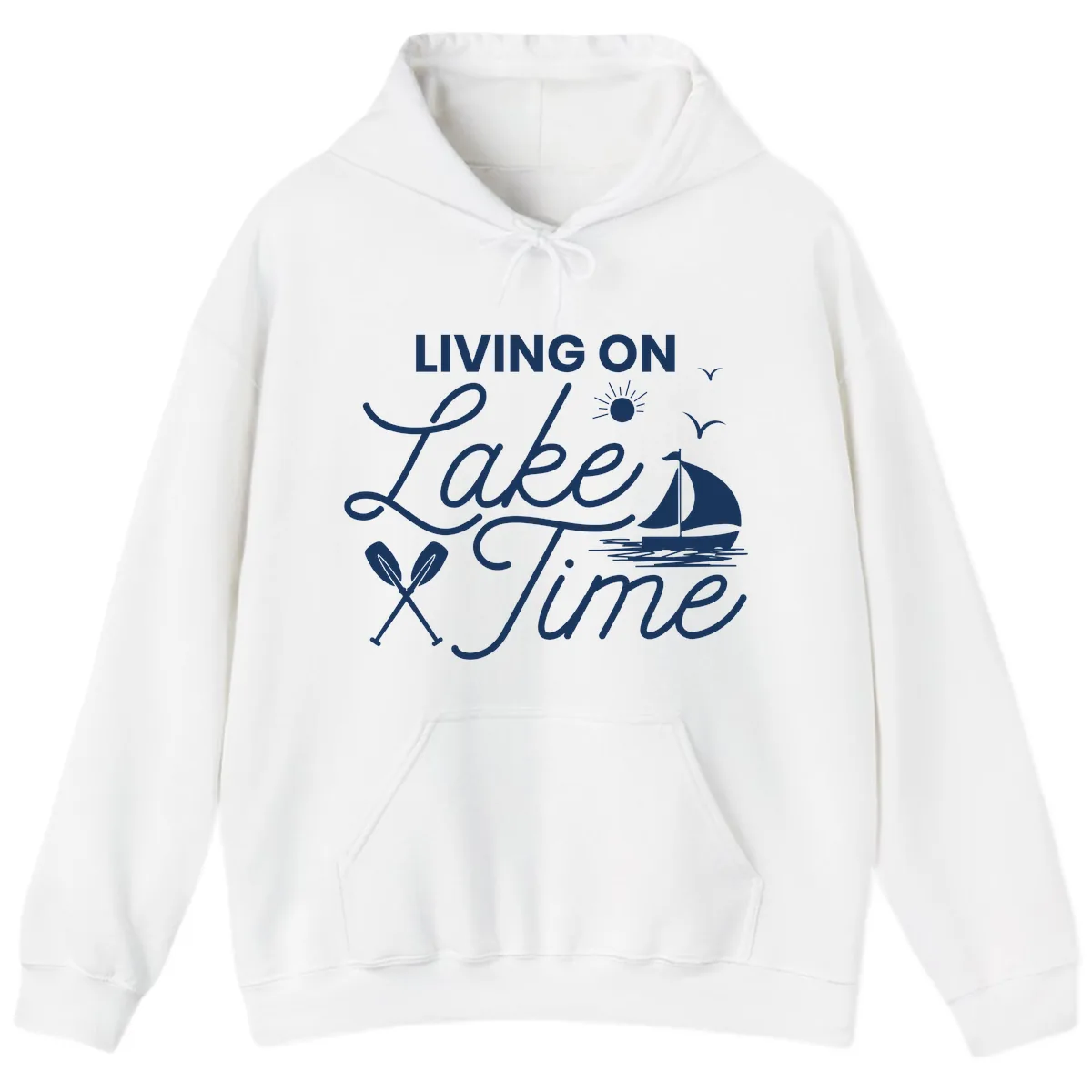 Living On Lake Time Hoodie in White