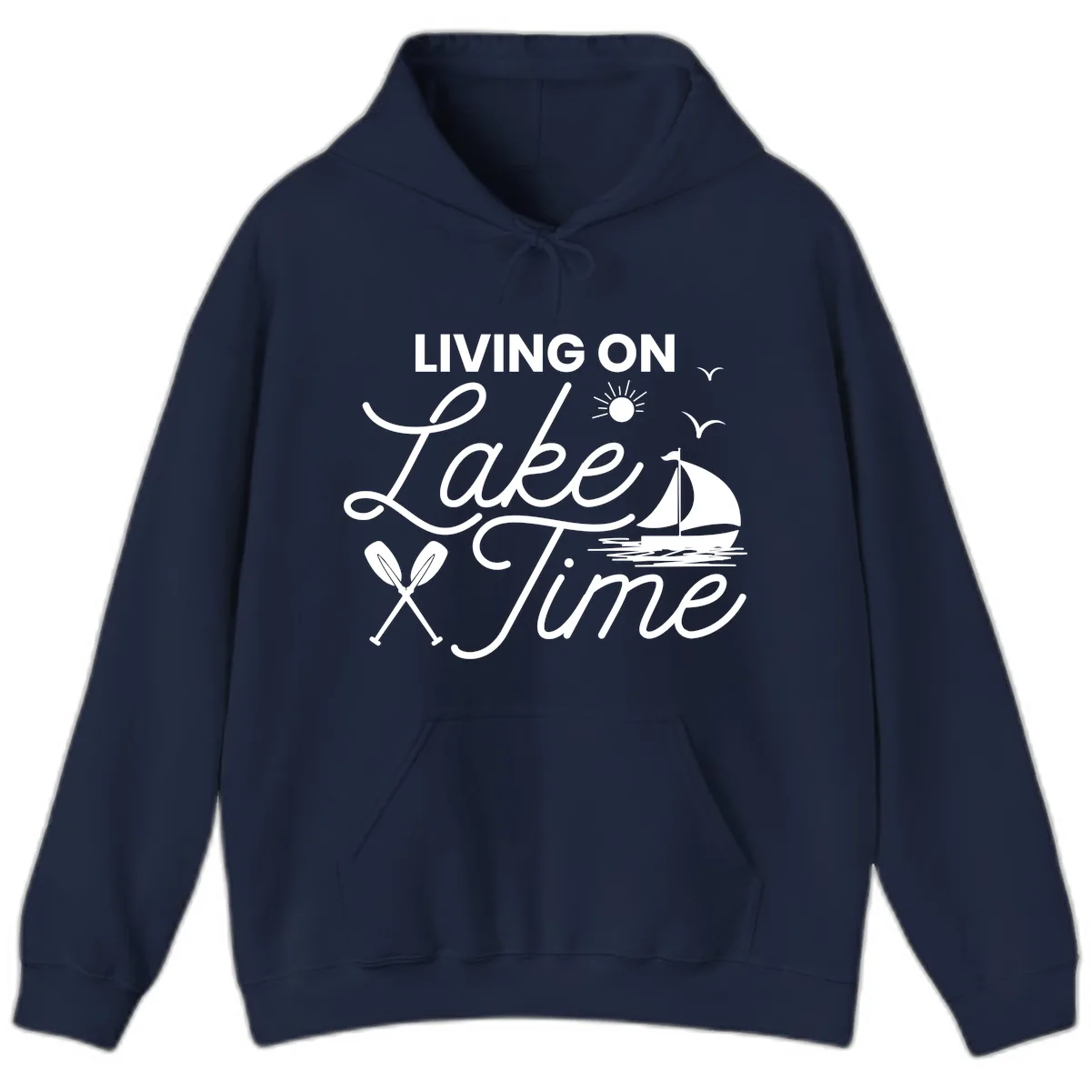 Living On Lake Time Hoodie in Navy