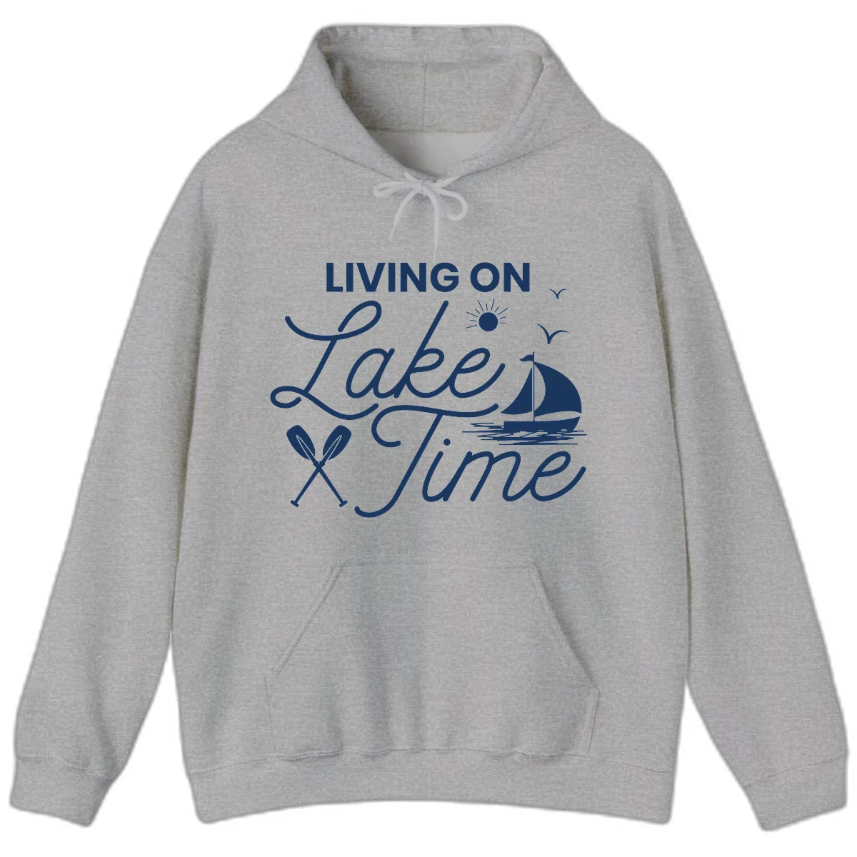 Living On Lake Time Hoodie in Sport Grey