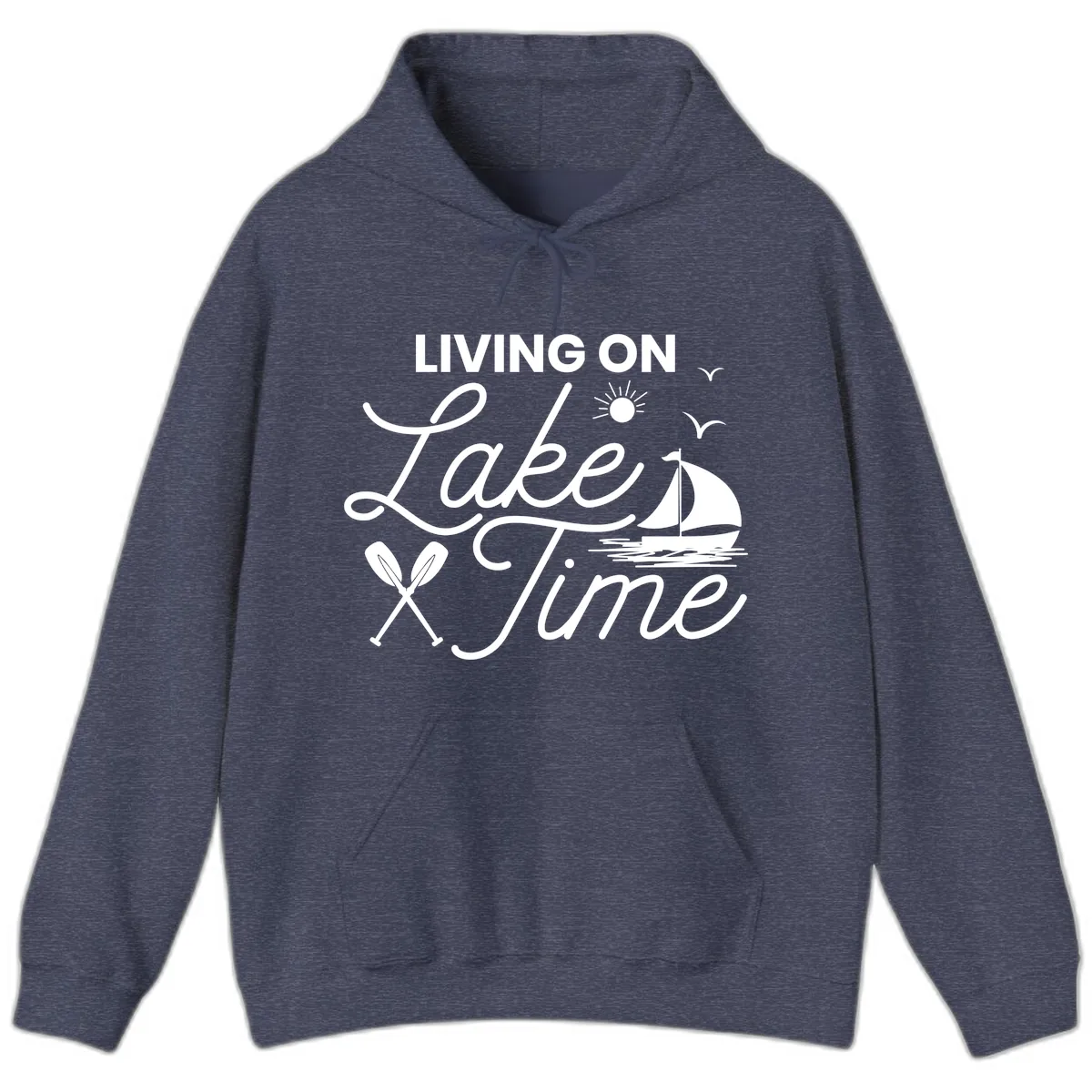 Living On Lake Time Hoodie in Heather Sport Dark Navy
