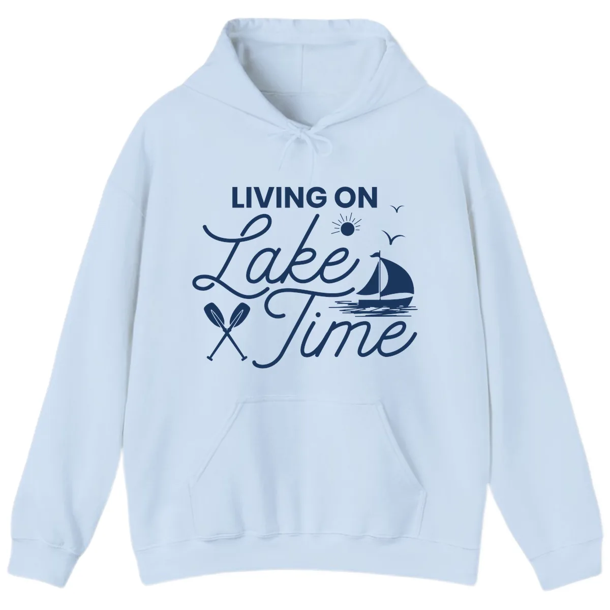 Living On Lake Time Hoodie in Light Blue