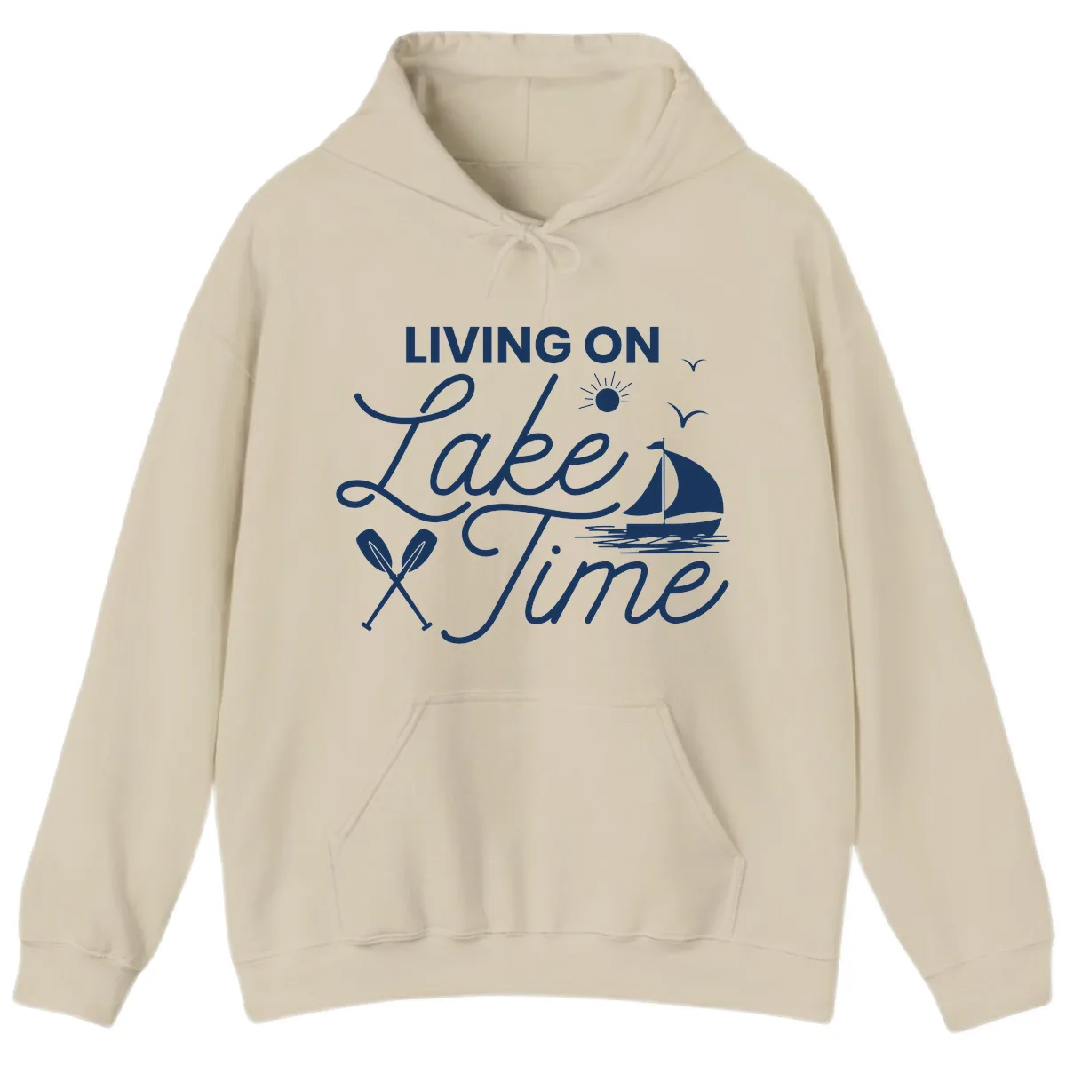 Living On Lake Time Hoodie in Sand
