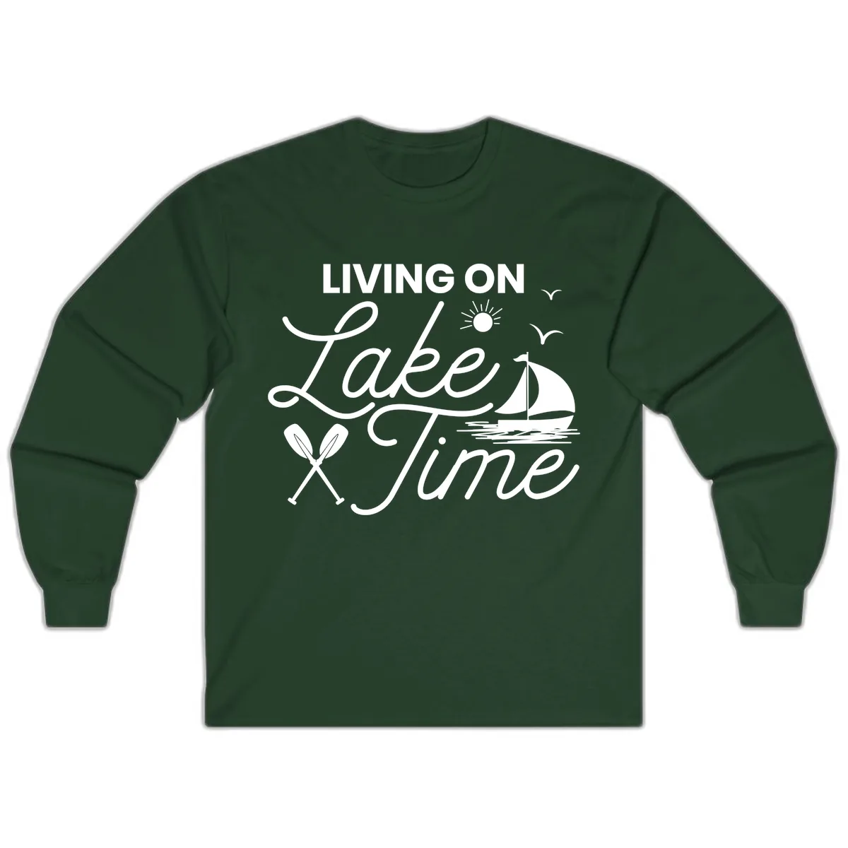 Living On Lake Time Long Sleeve in Forest Green