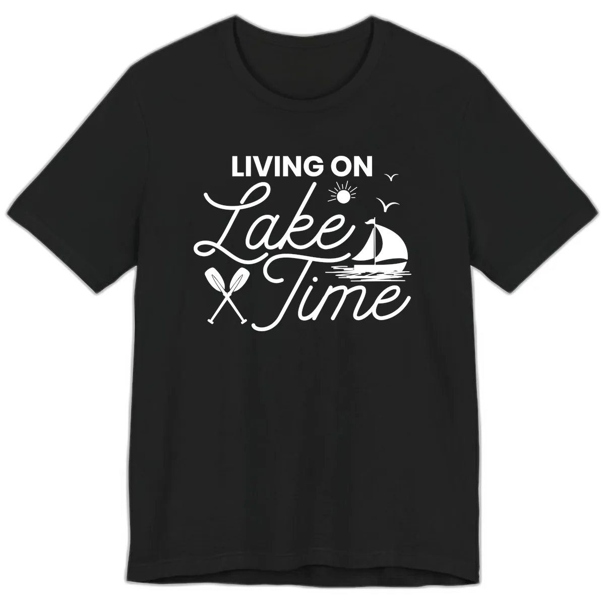 Living On Lake Time Premium T-Shirt in Black