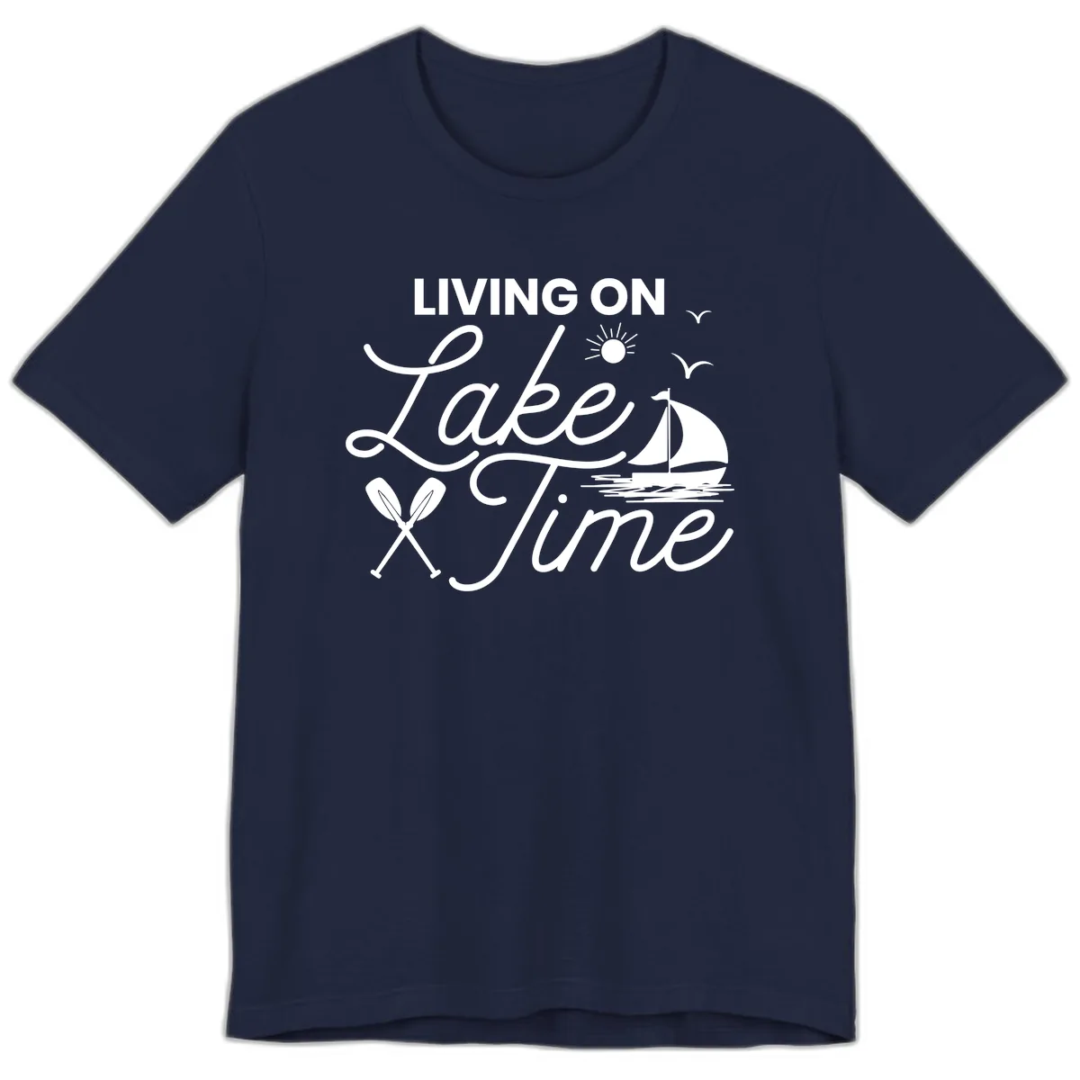 Living On Lake Time Premium T-Shirt in Navy