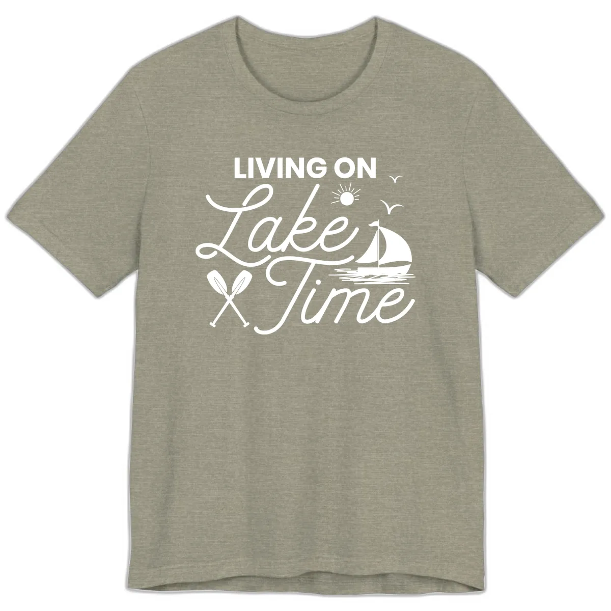 Living On Lake Time Premium T-Shirt in Heather Stone