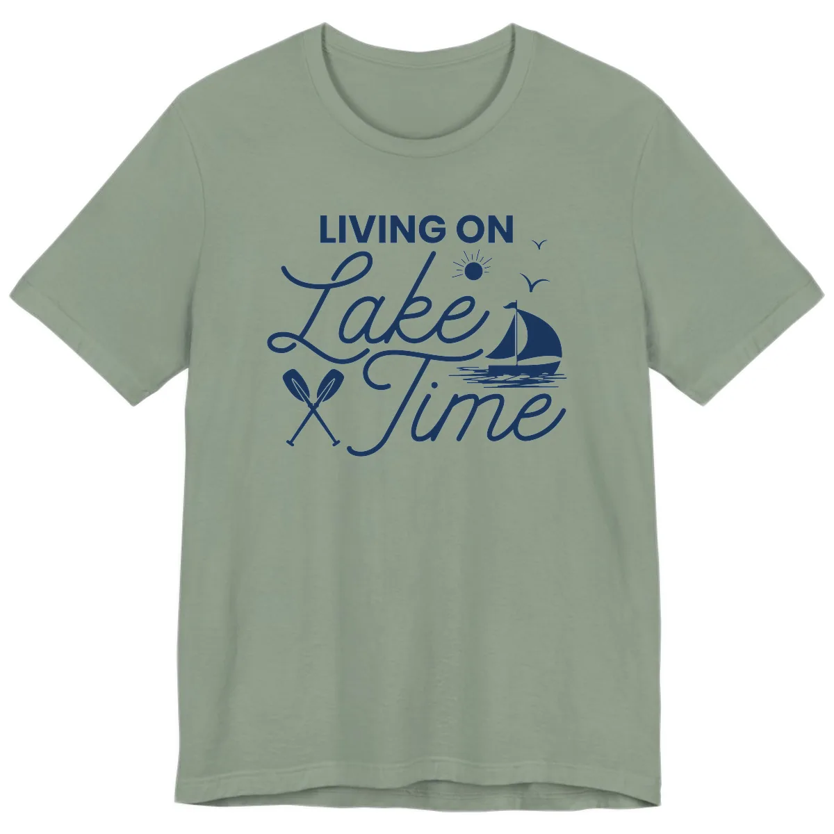 Living On Lake Time Premium T-Shirt in Sage