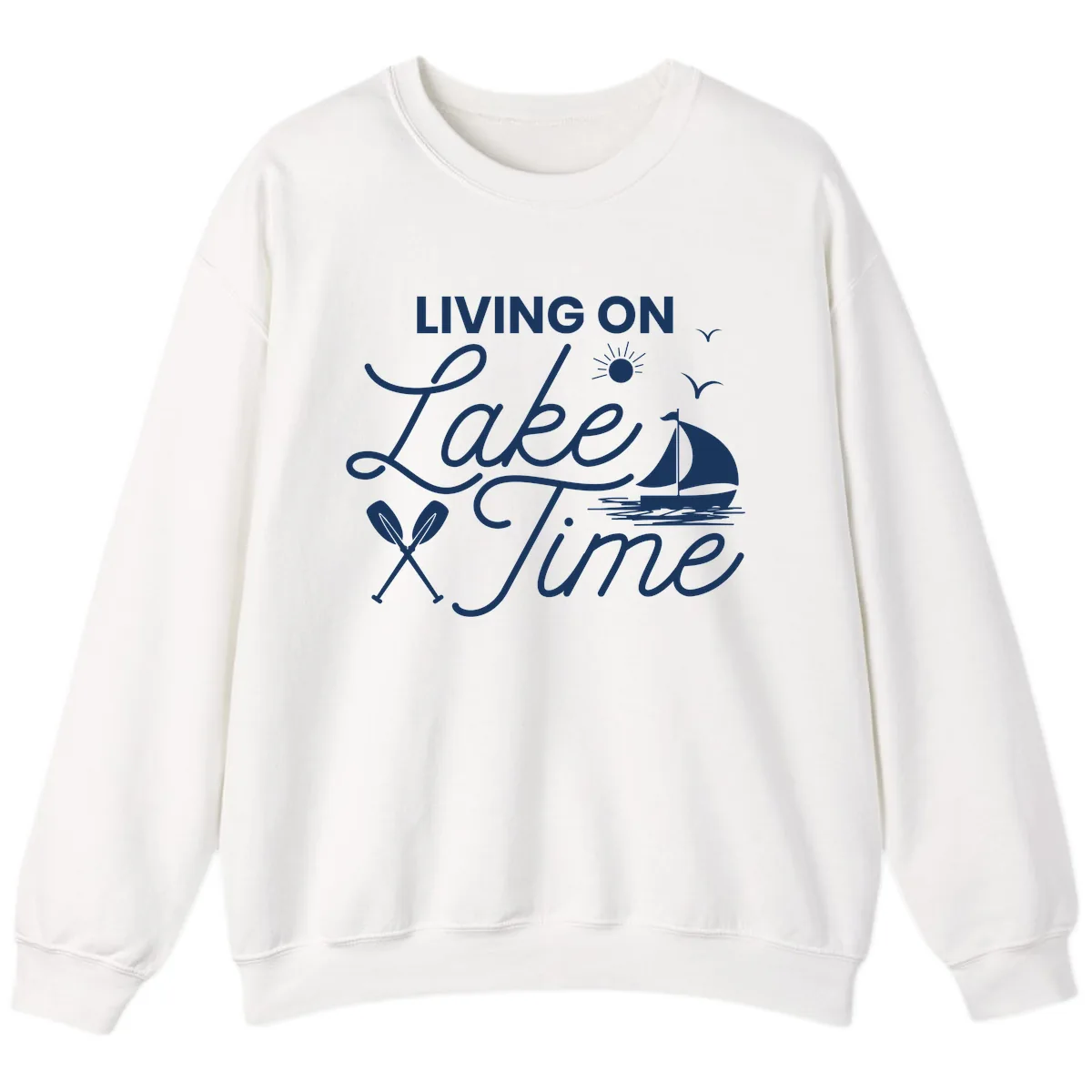 Living On Lake Time Sweatshirt in White
