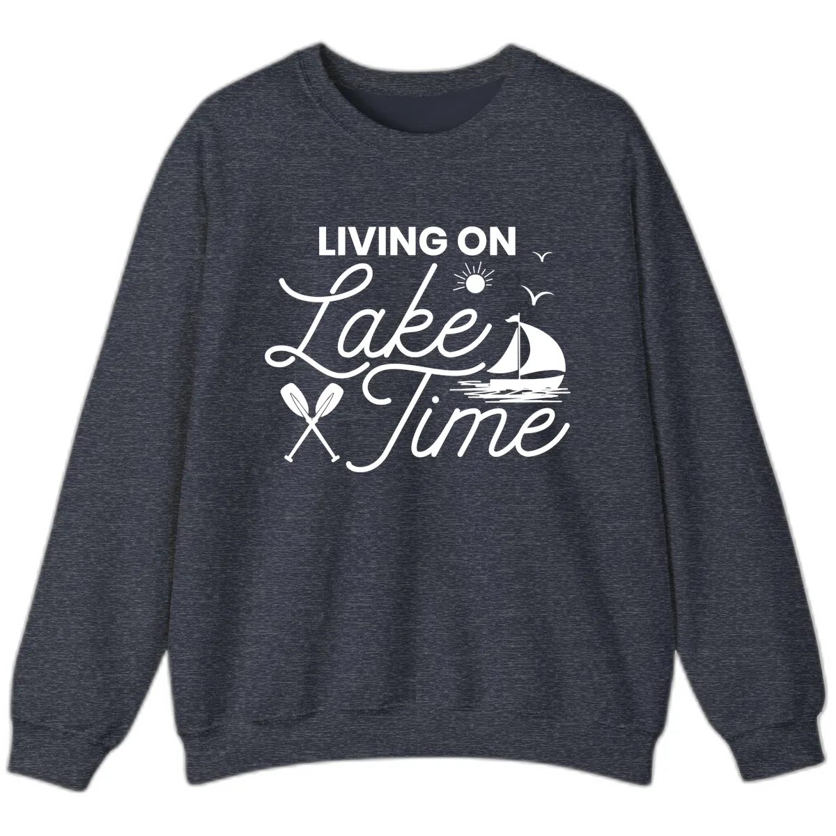 Living On Lake Time Sweatshirt in Heather Sport Dark Navy